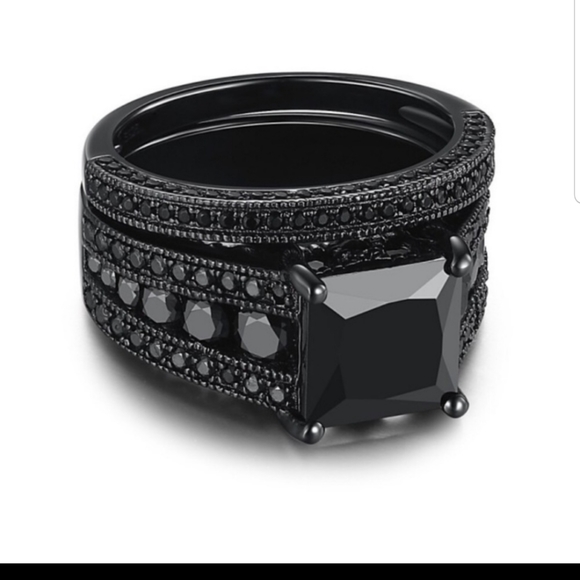 NEW💍 18K BLACK SAPPHIRE STERLING SILVER Ring - Picture 3 of 8